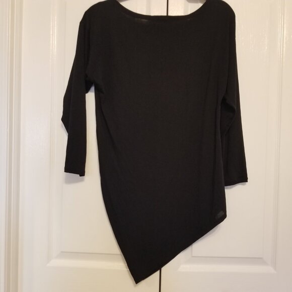Armani Exchange Asymmetrical Hem Black Long Sleeve Top Small Wool Shirt/Dress S - Picture 4 of 12